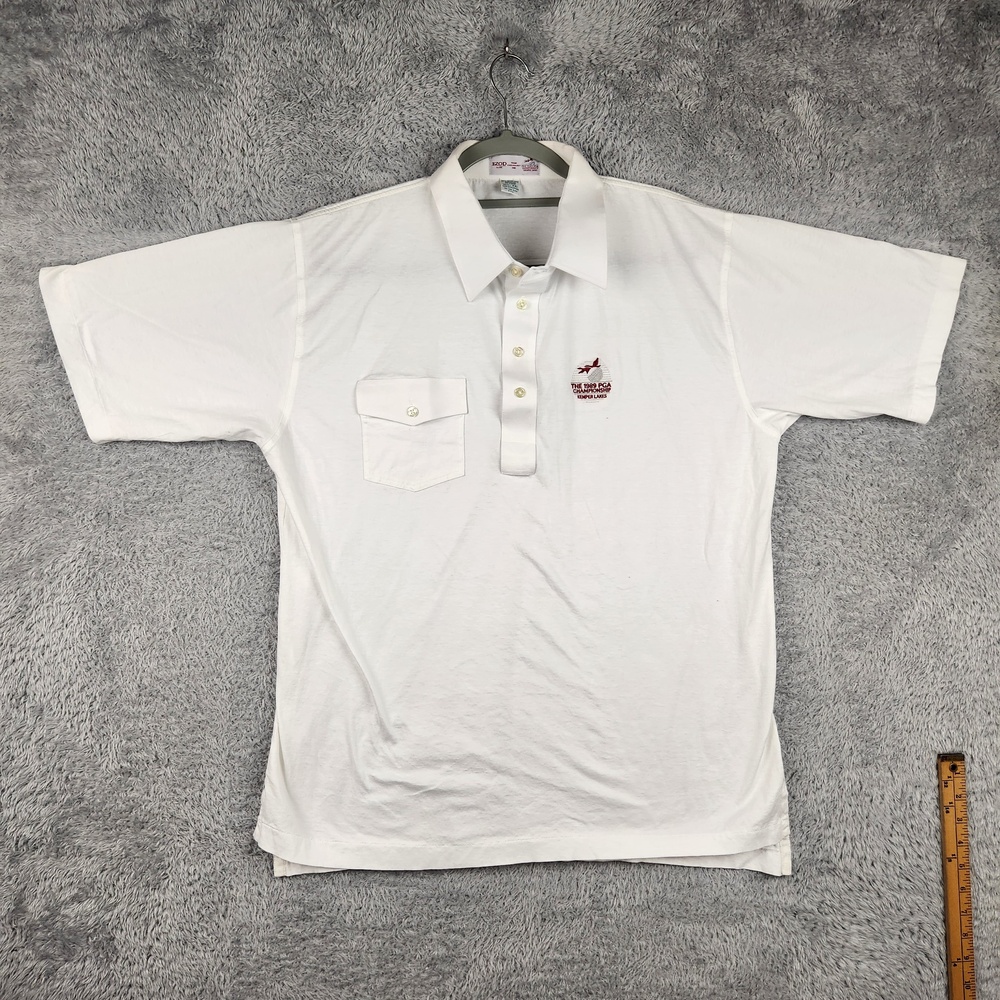 Vintage IZOD Club Polo Shirt Mens 2XL White 1989 PGA Championship Kemper Lakes